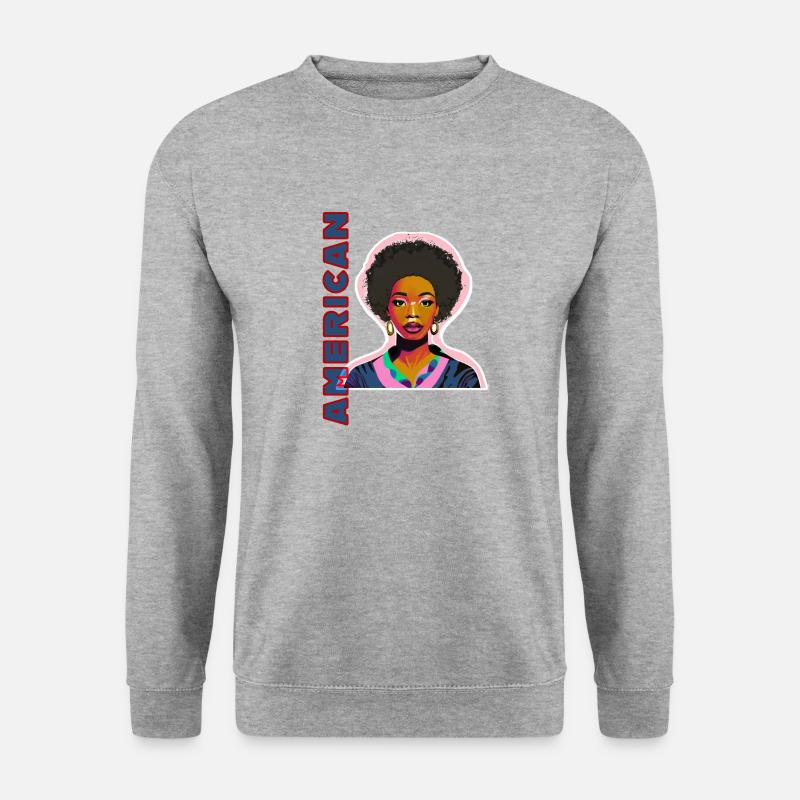 Schwarze Amerikanische Frau - Unisex Pullover - Weißgrau meliert