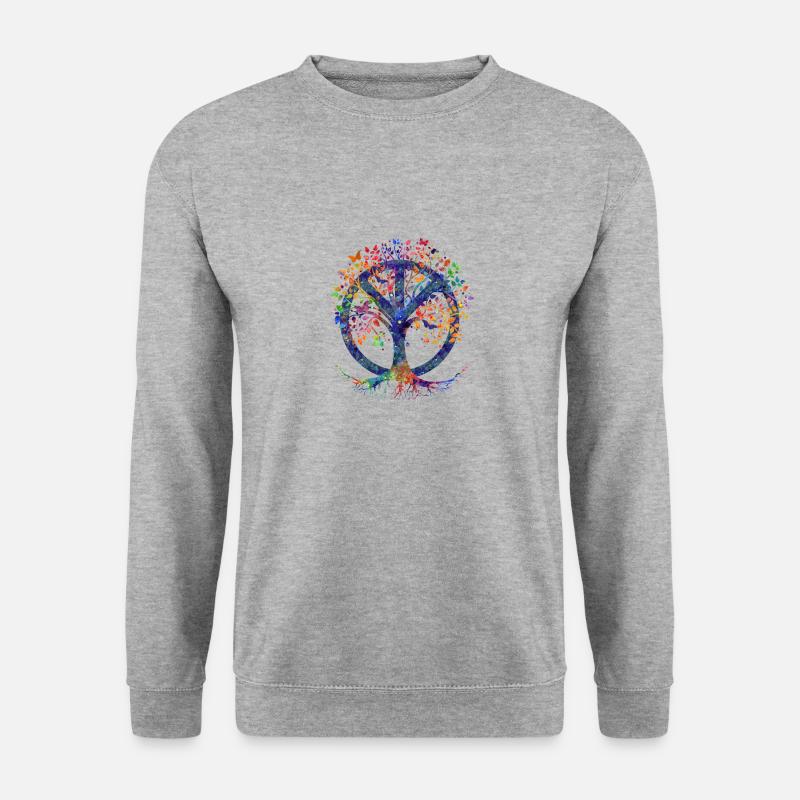 PEACE TREE - Unisex Pullover - Weißgrau meliert