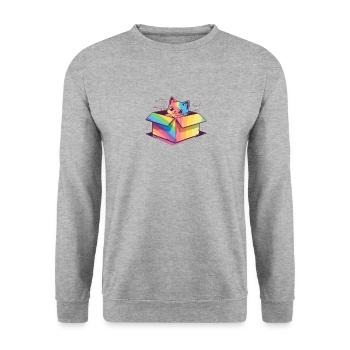 Transgender Katzenliebhaber Cool Regenbogen Lesbisch Homosexuell Wortspiel - Unisex Pullover - Weißgrau meliert - Vorne - Alina (178cm) & Michal (187cm)