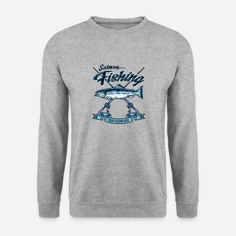 Lachsfischen - Unisex Pullover - Weißgrau meliert