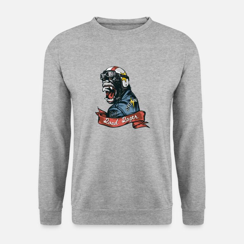 Road-Rager-Slogan mit Gorilla - Unisex Pullover - Weißgrau meliert