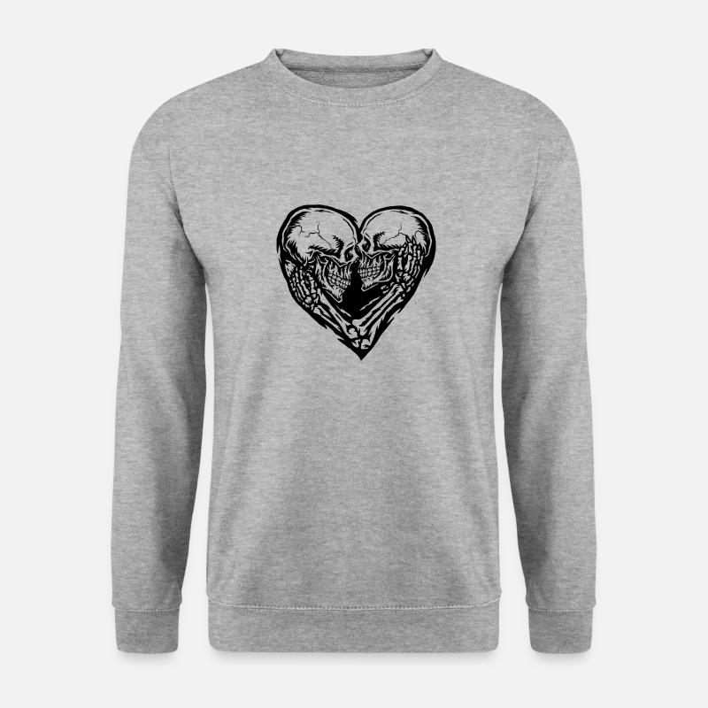 Schädel-Paar - Unisex Pullover - Weißgrau meliert
