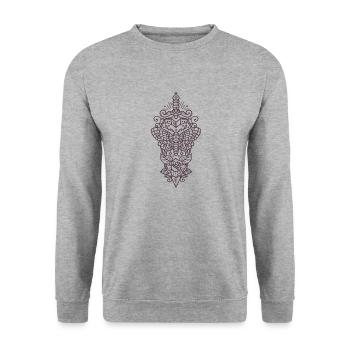 Crâne papillon et rose - Sweat-shirt Unisexe - gris chiné - Devant - Alina (178cm) & Michal (187cm)