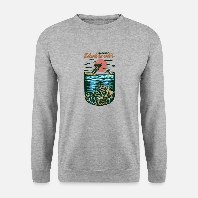 Schädel im Meer - Unisex Pullover - Weißgrau meliert