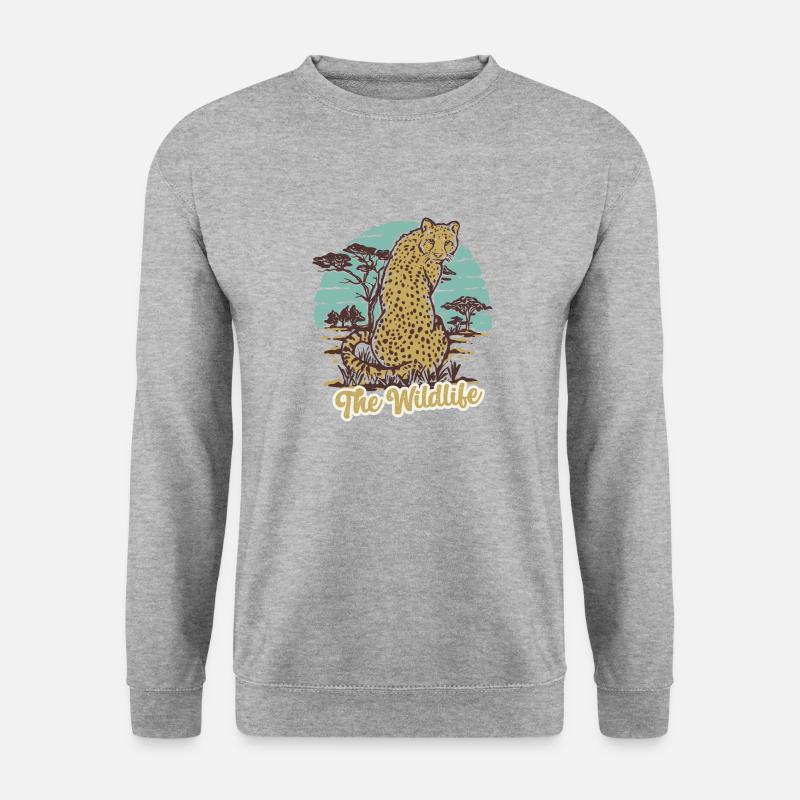 Der wildlebende Gepard - Unisex Pullover - Weißgrau meliert