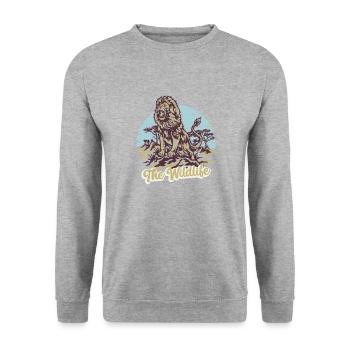 Die Tierwelt des Löwentieres - Unisex Pullover - Weißgrau meliert - Vorne - Alina (178cm) & Michal (187cm)