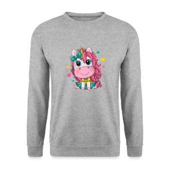 fille licorne - Sweat-shirt Unisexe - gris chiné - Devant - Alina (178cm) & Michal (187cm)