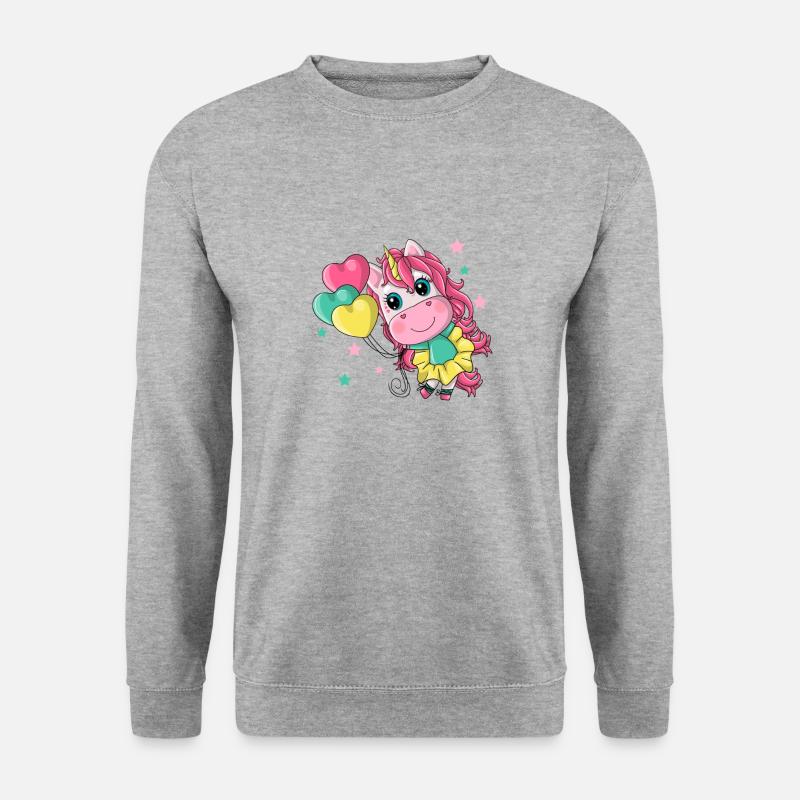 Einhornmädchen mit Herz - Unisex Pullover - Weißgrau meliert