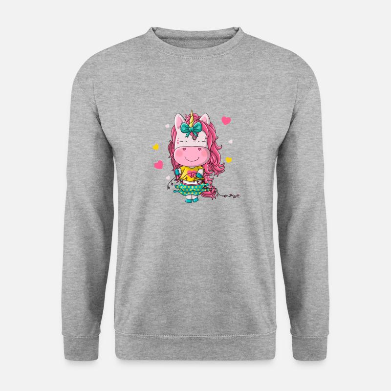 Einhorn-Mädchen - Unisex Pullover - Weißgrau meliert