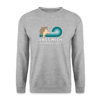 COMIC KOPF LASS MICH - Unisex Pullover - Weißgrau meliert - Vorne - Alina (178cm) & Michal (187cm)
