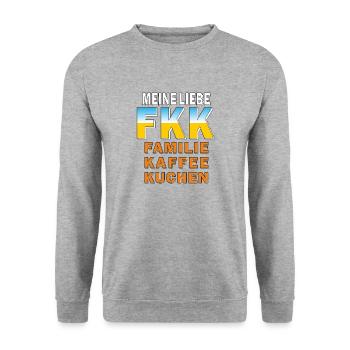 FKK FAMILIE KAFFEE KUCHEN - Unisex Pullover - Weißgrau meliert - Vorne - Alina (178cm) & Michal (187cm)