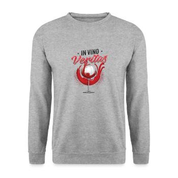 In Vino Veritas, Weinliebhaber, Weinverkostung - Unisex Pullover - Weißgrau meliert - Vorne - Alina (178cm) & Michal (187cm)