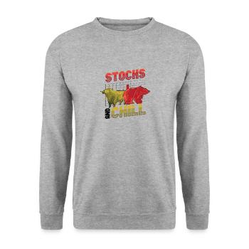 Stocks And Chill, Buy - Unisex Sweatshirt - salt & pepper - Front - Alina (178cm) & Michal (187cm)