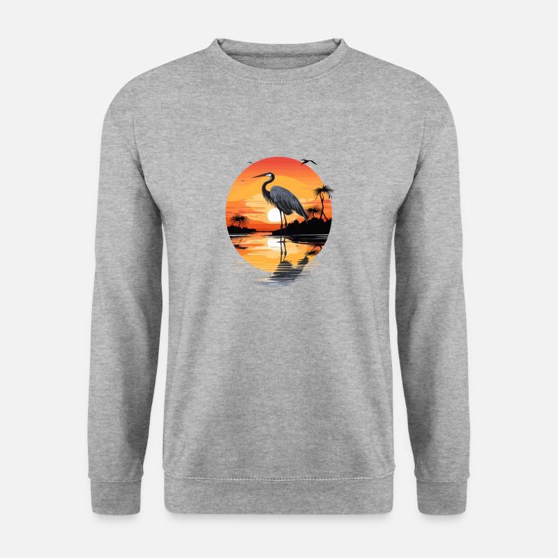 Reiher - Unisex Pullover - Weißgrau meliert