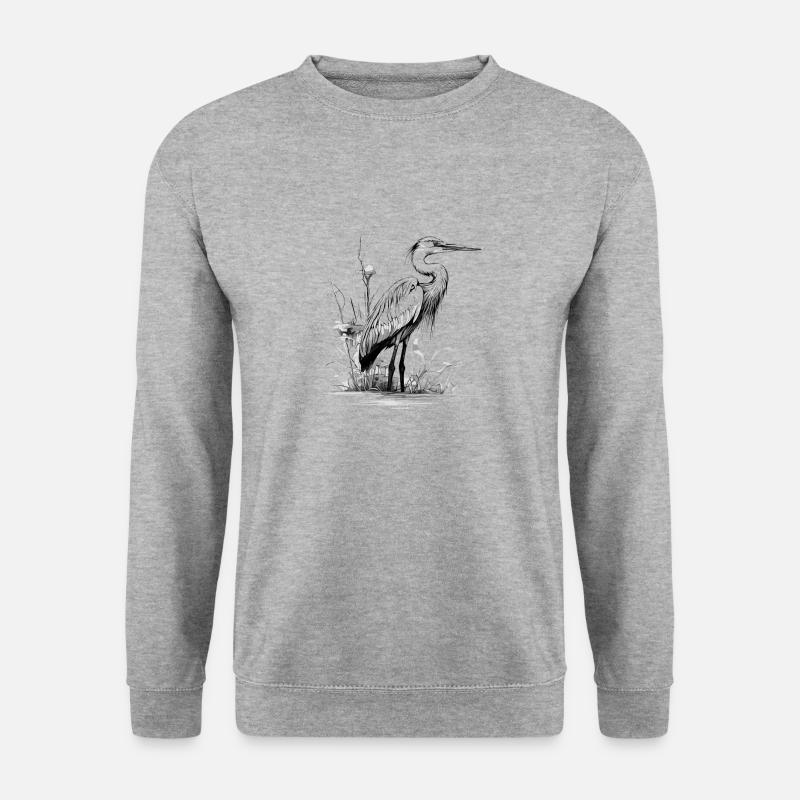 Reiher - Unisex Pullover - Weißgrau meliert
