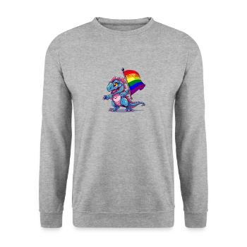 Fierté Dinosaure LGBT Gay Lesbienne Transgenre Cool - Sweat-shirt Unisexe - gris chiné - Devant - Alina (178cm) & Michal (187cm)