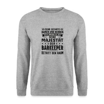Barkeeper Geburtstag Barkeeper Sprüche Barkeeper - Unisex Pullover - Weißgrau meliert - Vorne - Alina (178cm) & Michal (187cm)