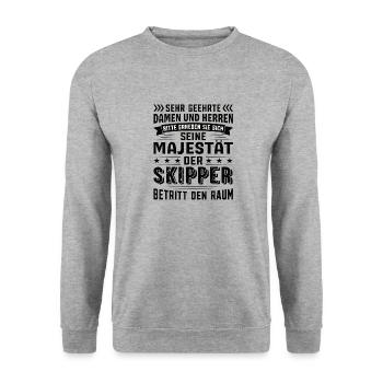 Skipper Geburtstag Skipper Sprüche Skipper - Unisex Pullover - Weißgrau meliert - Vorne - Alina (178cm) & Michal (187cm)