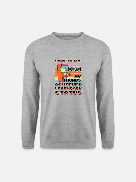 Videospieler Retro Gamer Gaming Classic 80er Jahre - Unisex Pullover - Weißgrau meliert