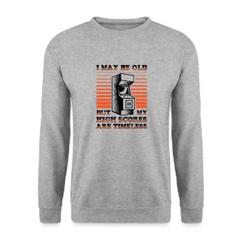 Video Players Retro Gamer Gaming Classic 80s - Unisex Sweatshirt - salt & pepper - Front - Alina (178cm) & Michal (187cm)