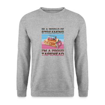 Vintage Movie Lover Retro Vhs Kassette 80er 90er - Unisex Pullover - Weißgrau meliert - Vorne - Alina (178cm) & Michal (187cm)