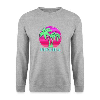 Florida Retro Palm Trees Sunset - Unisex Sweatshirt - salt & pepper - Front - Alina (178cm) & Michal (187cm)