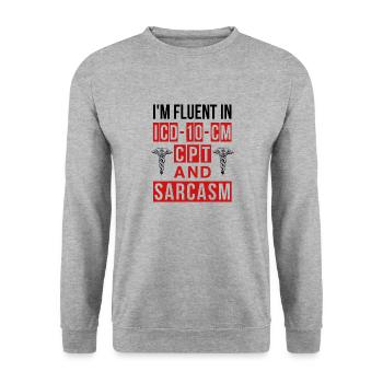 Codeur médical Profession Médical - Sweat-shirt Unisexe - gris chiné - Devant - Alina (178cm) & Michal (187cm)