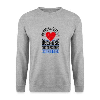 Medizinischer Kodierer Beruf Medizinische - Unisex Pullover - Weißgrau meliert - Vorne - Alina (178cm) & Michal (187cm)