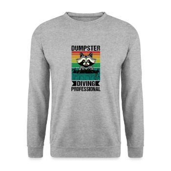 Waschbär Liebhaber Müll Sammeln Müllcontainer - Unisex Pullover - Weißgrau meliert - Vorne - Alina (178cm) & Michal (187cm)