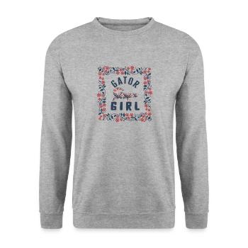 Tierhemd, Gator Girl Floral Alligator Design - Unisex Pullover - Weißgrau meliert - Vorne - Alina (178cm) & Michal (187cm)