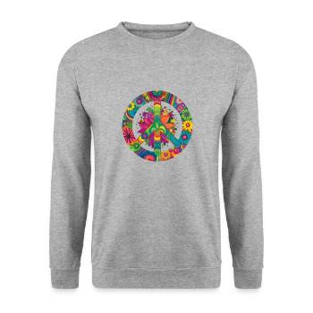 Peace Sign World Lovers Flowers Hippie Art Soul - Unisex Sweatshirt - salt & pepper - Front - Alina (178cm) & Michal (187cm)