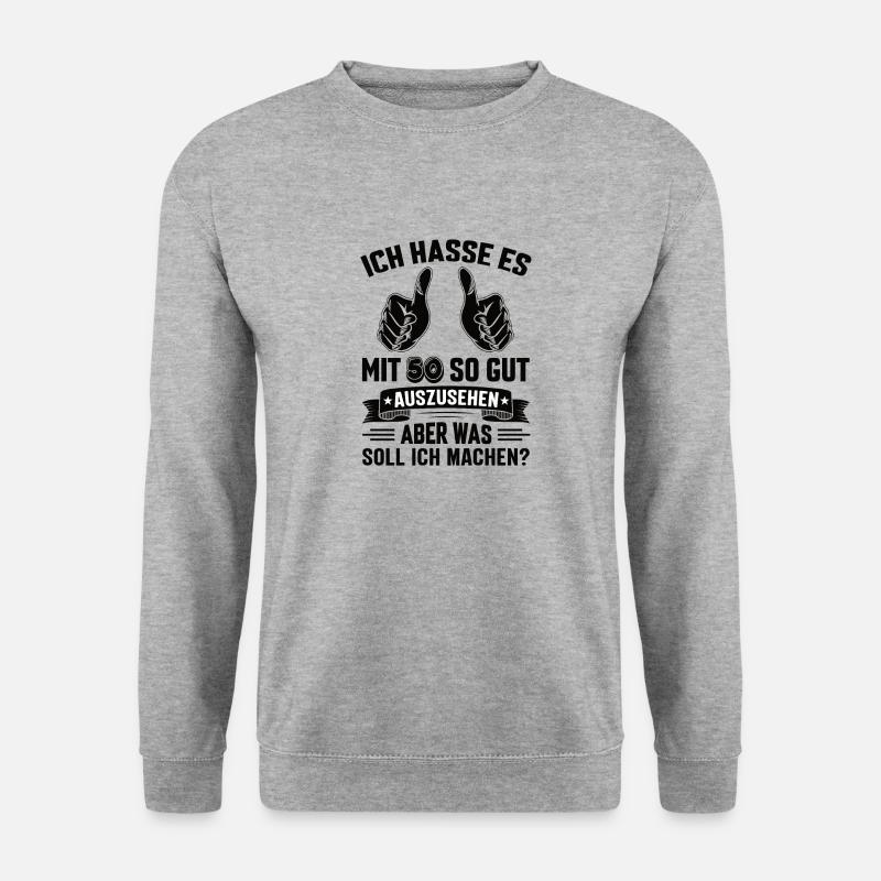 50 Geburtstag 50 Jahre 50 Lebensjahr 50 Lebenalter - Unisex Pullover - Weißgrau meliert