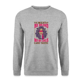 Blindheitsbewusstsein Gesetzlich Blind - Unisex Pullover - Weißgrau meliert - Vorne - Alina (178cm) & Michal (187cm)