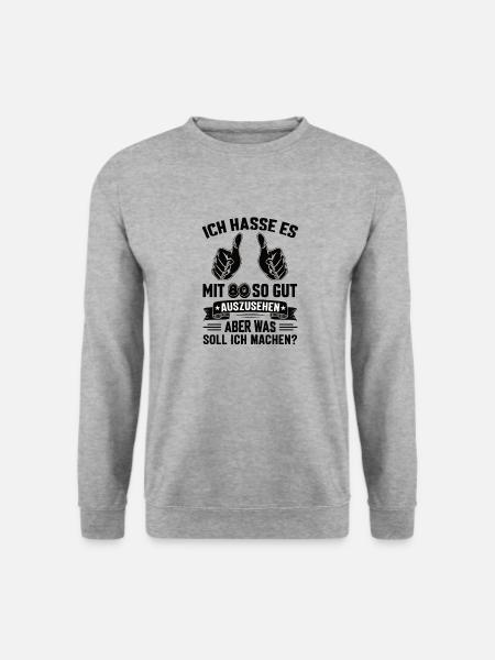 80 Geburtstag 80 Jahre 80 Lebensjahr 80 Lebenalter - Unisex Pullover - Weißgrau meliert