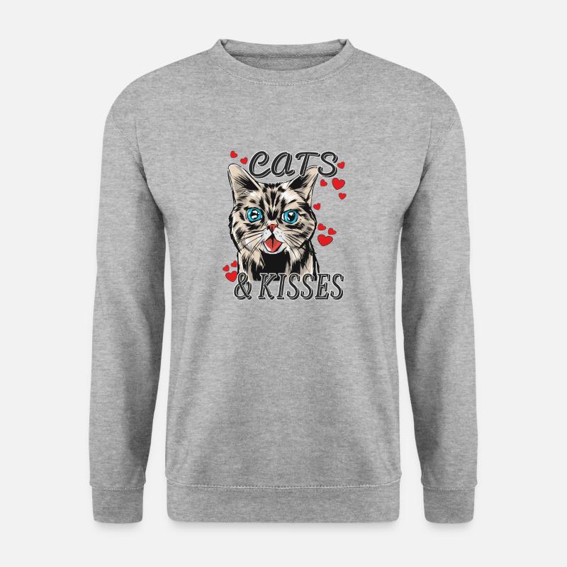 KATZE CATS & KISSES - Unisex Pullover - Weißgrau meliert