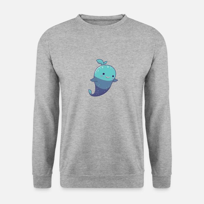 Süßer cute Wal - Unisex Pullover - Weißgrau meliert