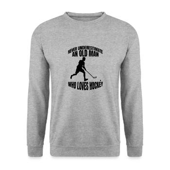 Hockey sur gazon Cadeau Joueur de hockey sur sol - Sweat-shirt Unisexe - gris chiné - Devant - Alina (178cm) & Michal (187cm)