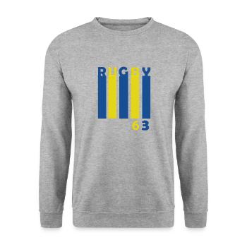 Rugby 63 Clermont Ferrand Fan Rugby Clermontois - Sweat-shirt Unisexe - gris chiné - Devant - Alina (178cm) & Michal (187cm)