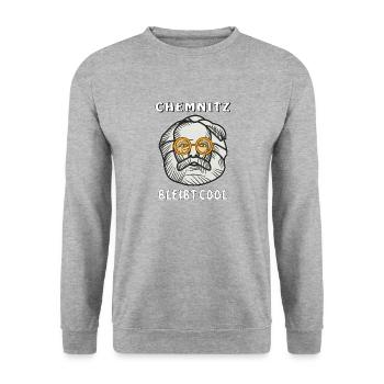 CHEMNITZ BLEIBT COOL - Unisex Pullover - Weißgrau meliert - Vorne - Alina (178cm) & Michal (187cm)