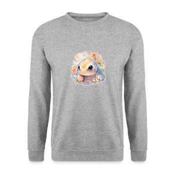 Turtle Lizard Turtle Baby Turtles - Unisex Sweatshirt - salt & pepper - Front - Alina (178cm) & Michal (187cm)