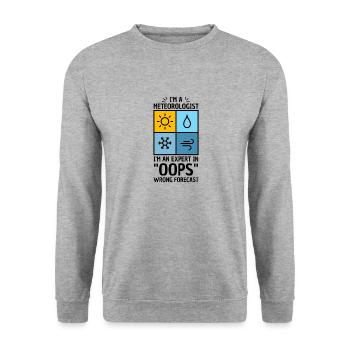 Meteorologie Wortspiel Für Meteorologe - Unisex Pullover - Weißgrau meliert - Vorne - Alina (178cm) & Michal (187cm)