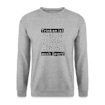 Trinken ist auch Sport! Party, Mallorca, JGA! - Unisex Pullover - Weißgrau meliert - Vorne - Alina (178cm) & Michal (187cm)