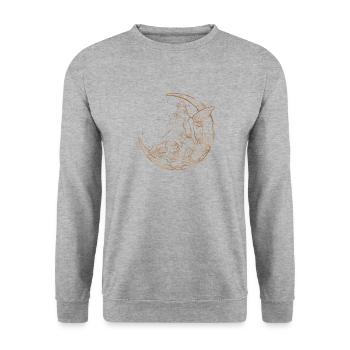 Feenhemd, Fairycore sitzt im Pilz und - Unisex Pullover - Weißgrau meliert - Vorne - Alina (178cm) & Michal (187cm)