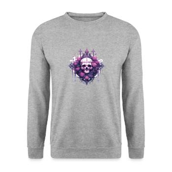 Crâne Crâne Crânes Crâne Squelette - Sweat-shirt Unisexe - gris chiné - Devant - Alina (178cm) & Michal (187cm)
