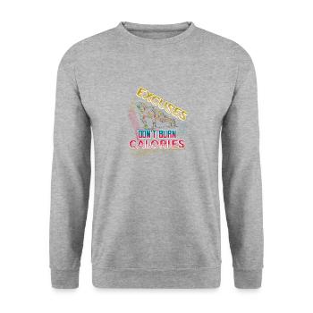 Excuses, Brûlure, Pas de calories, Personnel - Sweat-shirt Unisexe - gris chiné - Devant - Alina (178cm) & Michal (187cm)