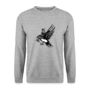 OISEAUX VOLANT PARTOUT PORTANT DES CHOSES DANS LEUR SERREMENT - Sweat-shirt Unisexe - gris chiné - Devant - Alina (178cm) & Michal (187cm)