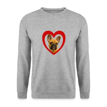 Dog Lover - Dogs Heart French Bulldog - Sweat-shirt Unisexe - gris chiné - Devant - Alina (178cm) & Michal (187cm)