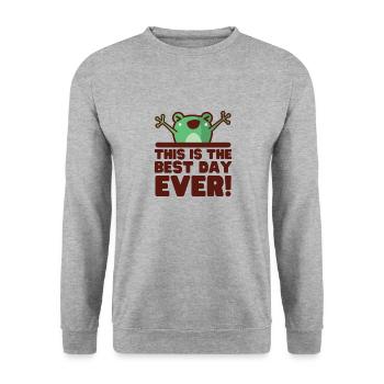 This is Best Day Ever Cute Frog - Unisex Sweatshirt - salt & pepper - Front - Alina (178cm) & Michal (187cm)