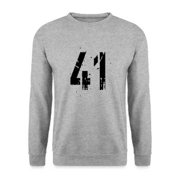 41 Nummer 41 - Unisex Pullover - Weißgrau meliert - Vorne - Alina (178cm) & Michal (187cm)