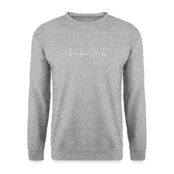 Caballero de ajedrez. Corazón. Amor. Ekg. - Sweat-shirt Unisexe - gris chiné - Devant - Alina (178cm) & Michal (187cm)